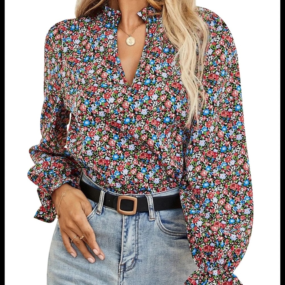 Brand new never worn floral print ruffle shirt